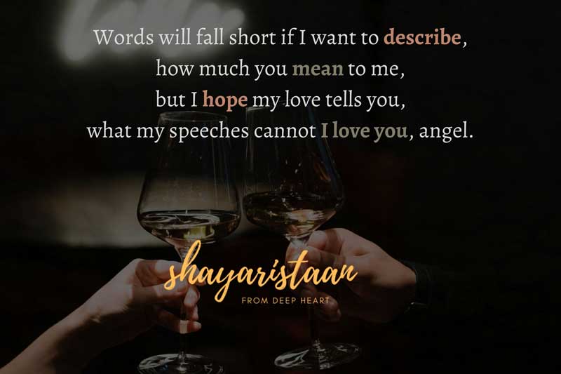  janu i love you shayari | Words will fall short if I want to describe, how much you mean to me, but I hope my love tells you, what my speeches cannot I love you, angel.