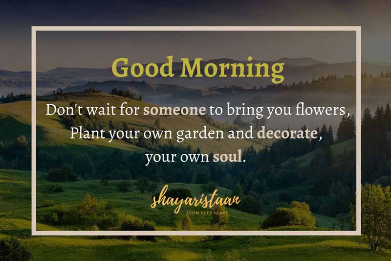  suprabhat sandesh | # Don't😊 wait for someone😊 to bring you flowers, Plant 😊your own garden😊 and decorate, your😊 own soul.Good🌞 Morning. #