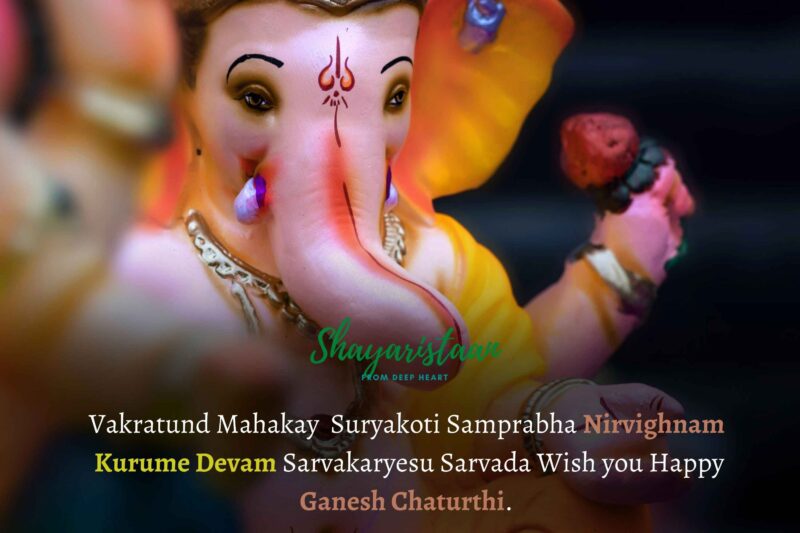  ganesh chaturthi quotes | Vakratund Mahakay  Suryakoti Samprabha Nirvighnam  Kurume Devam Sarvakaryesu Sarvada Wish you Happy Ganesh Chaturthi. 