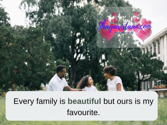family status in English for whatsapp | Every family is beautiful but ours is my favourite.