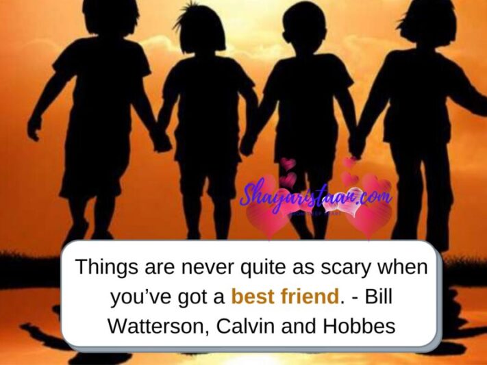 Meaningful friendship quotes | Things are never quite as scary when you’ve got a best friend. — Bill Watterson, Calvin and Hobbes