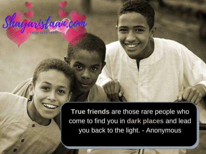 Best friend captions | True friends are those rare people who come to find you in dark places and lead you back to the light. — Anonymous