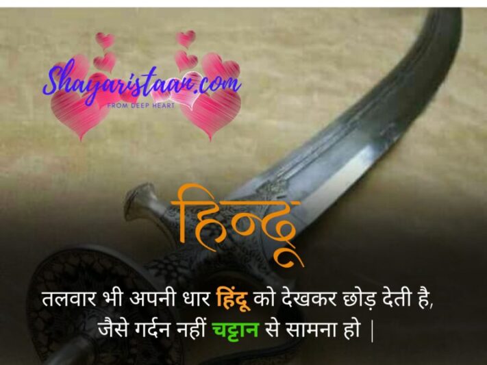  hindu dharma quotes | तलवार भी अपनी धार हिंदू को देखकर छोड़ देती है, जैसे गर्दन नहीं चट्टान से सामना हो |