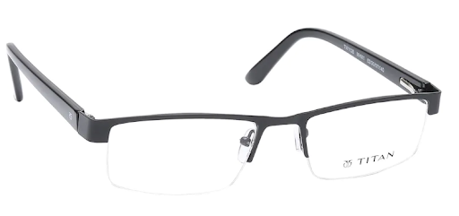 Black Rectangle Semi-Rimmed Eyeglasses
